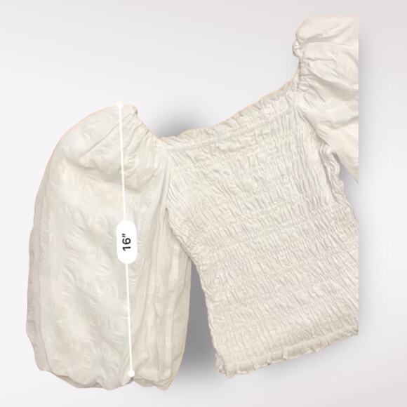 Anthropologie Maeve Cropped Puff Sleeve Blouse Womens XS White Coquette Boho‎ - Picture 5 of 9